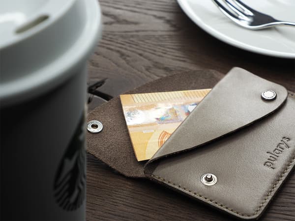 RETRO plånbok i mjukt läder Italia caffe latte