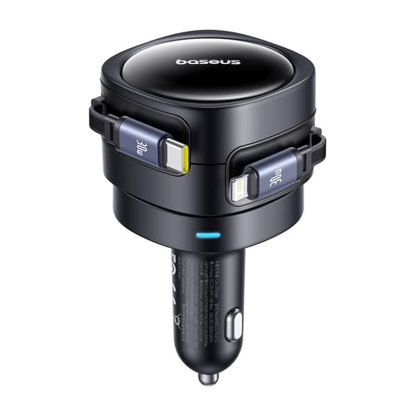 Baseus Enjoyment Max Biloplader med USB-C + Lightning-kabler 60W Sort