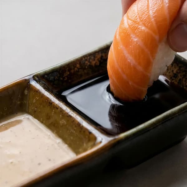SKÅLBEHÅLLARE FÖR SÅS, DIP, SUSHI, KERAMISK SÅSBÅT REKTANGULÄR 2x 50ml