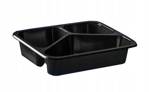 Sorte catering beholdere til forsegling 900ml tredelt 50 stk