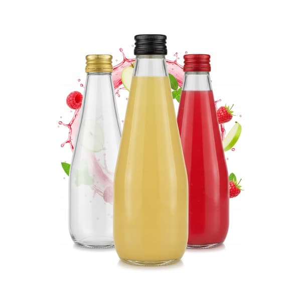 5x FLASKOR FÖR JUICEDROPPE 330ml + FLASKKORK FÖR SIRAPSTIKTUR 5 ST.
