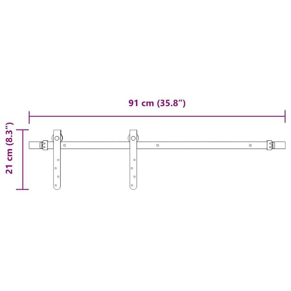 vidaXL skydedørssystem til møbler, 91 cm, kulstofstål