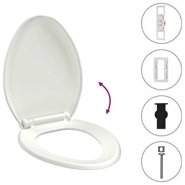 vidaXL Toalettsits, mjukstängande, med snabbkoppling, vit