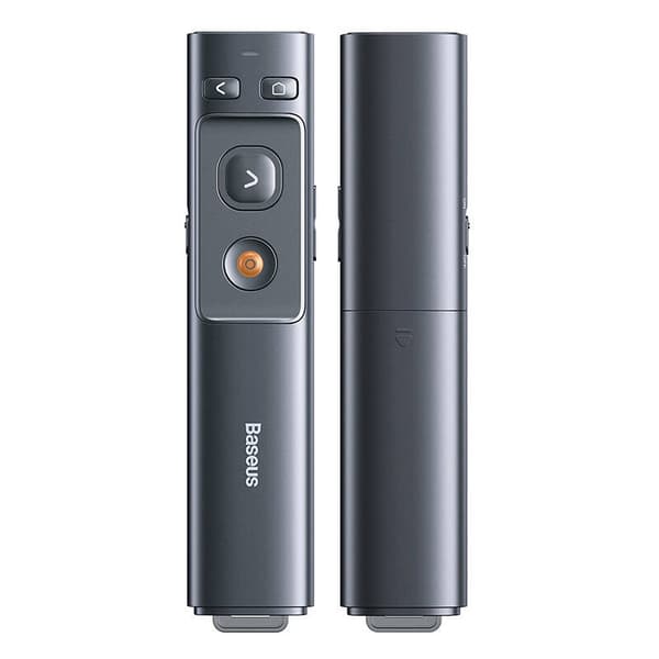 Baseus Orange Dot Multifunktionel Præsentationsfjernbetjening med Laserpointer, Batterifri (Grå)