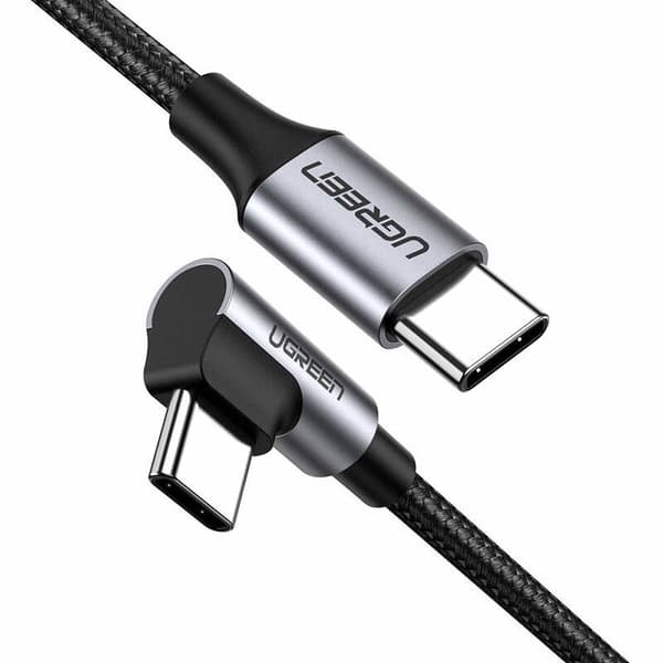 UGREEN US255 USB-C til USB-C kabel, vinklet, QC 3.0 PD 3A 60W, 1m (sort)