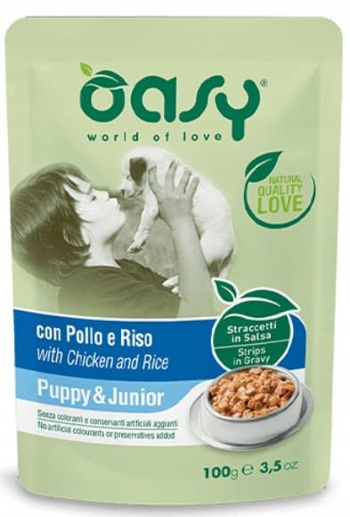 Oasy Hund | Strimler | 100g Pose - Hvalp & Junior | Kylling med Ris 100g