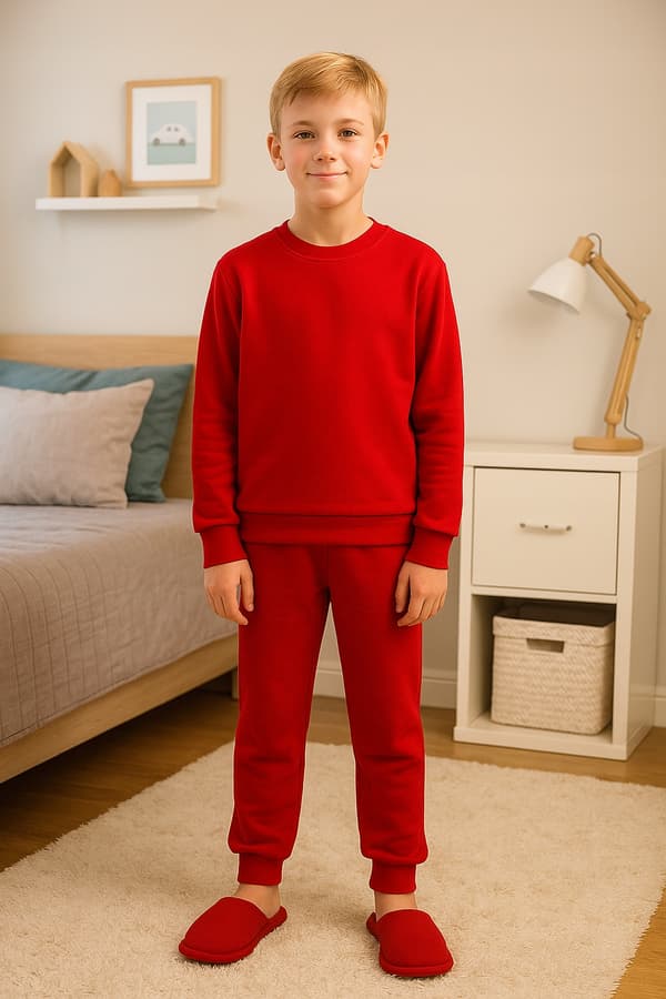 BOMULLSPYJAMAS 146 BARNPYJAMAS 100% bomull 2-delad RÖD
