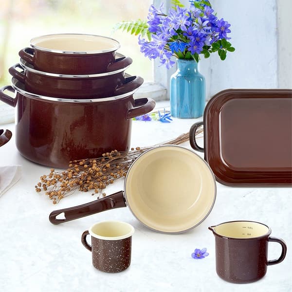Kastroll emaljerad brun 14 cm, 620 ml