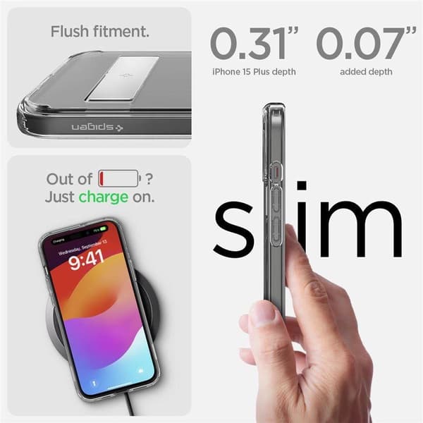 Spigen Ultra Hybrid S MagSafe-etui med stativ til iPhone 15 Plus - Sort