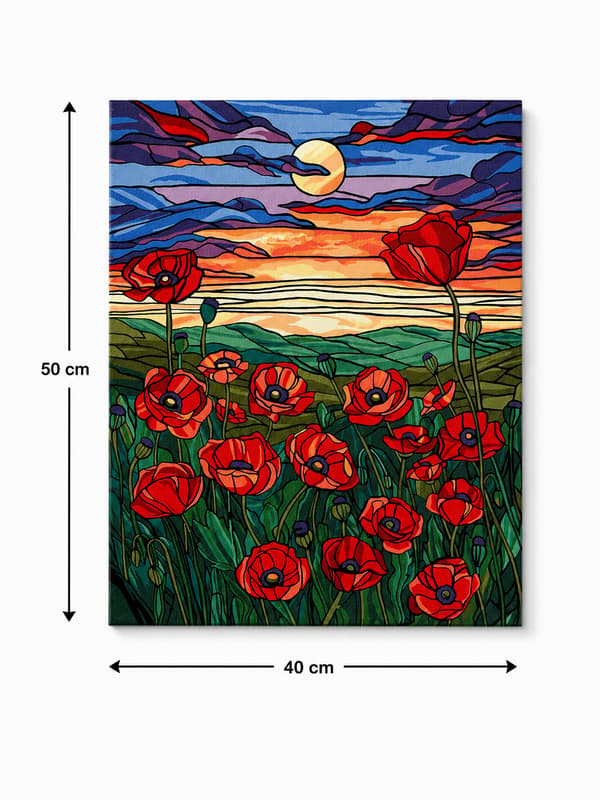 Målning med siffror med ram vallmo 40x50 cm