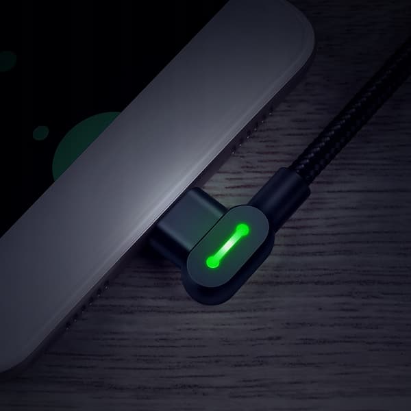 MCDODO DOBBELTSIDIGT 90° VINKLET LIGHTNINGKABEL TIL IPHONE 11 12 13 14 LED 0,5M