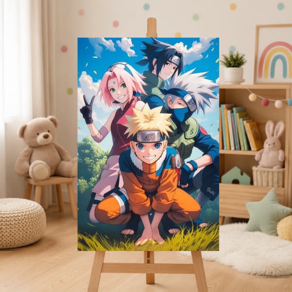 Naruto Team 50x70 cm målarbild efter nummer med ram