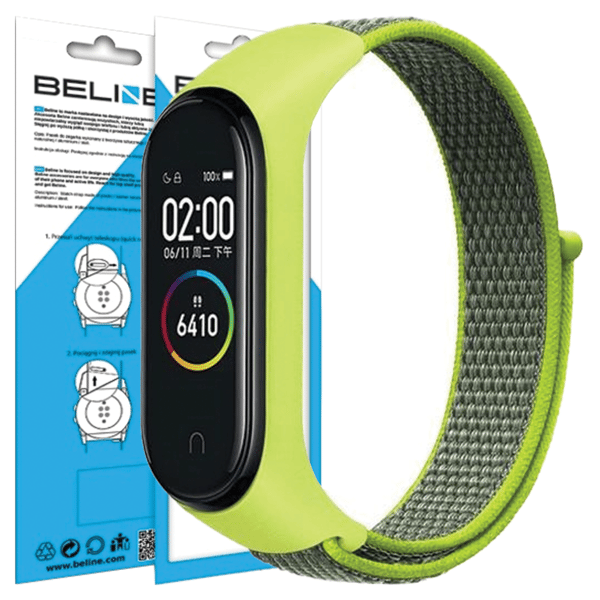 Beline Mi Band 7/6/5/4/3 Nylon Loop -ranneke, keltainen