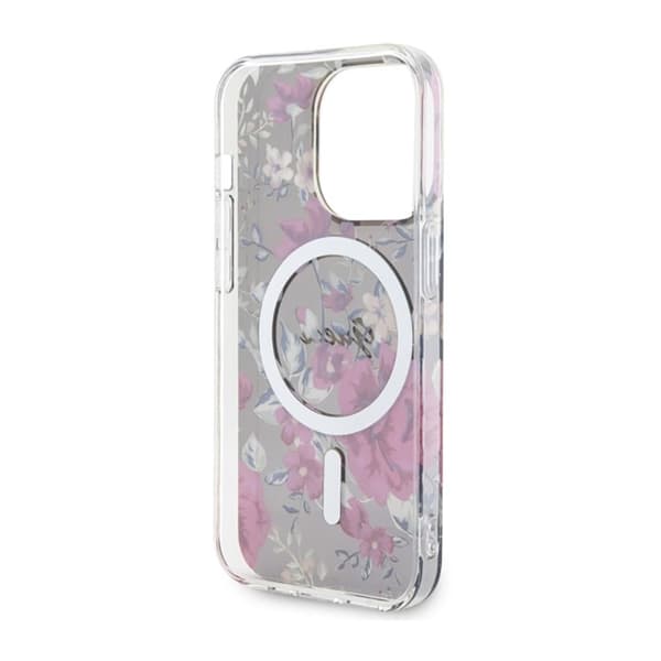 Guess Flower MagSafe - iPhone 14 Pro -kotelo (vihreä)