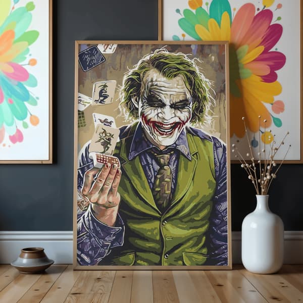 Måla efter siffror-tavel med ram Joker i väst 50x70 cm