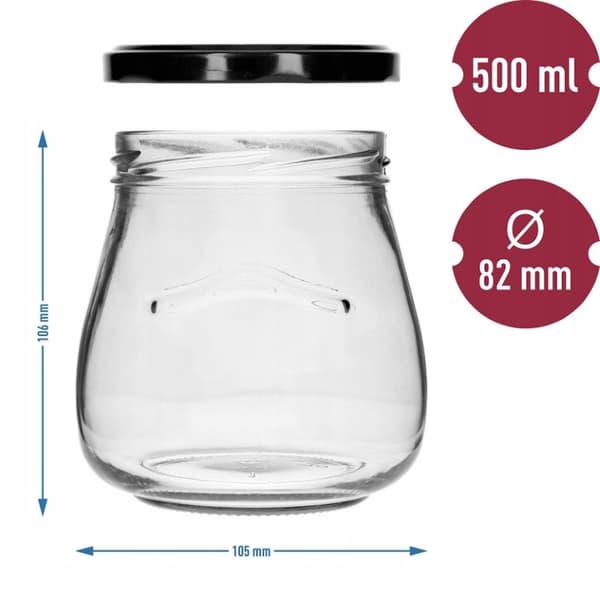 Sylteglas med sorte låg 6 stk 500 ml