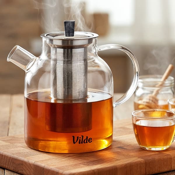 Glaskande med tebrygger varmebestandig 1,5 l