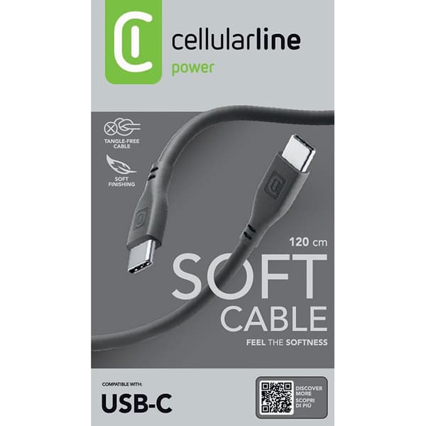 Cellularline Soft-kabel - USB-C til USB-C-kabel 1,2 m (sort)