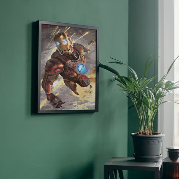 MÅLNING MED SIFFROR Bilder att måla - Flygande Iron Man 40 x 50 cm