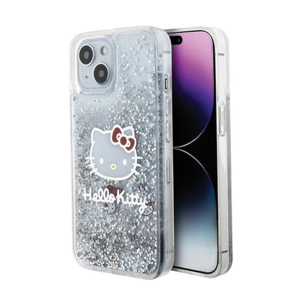Hello Kitty Liquid Glitter Charms Kitty Head - iPhone 14 cover (sølv)