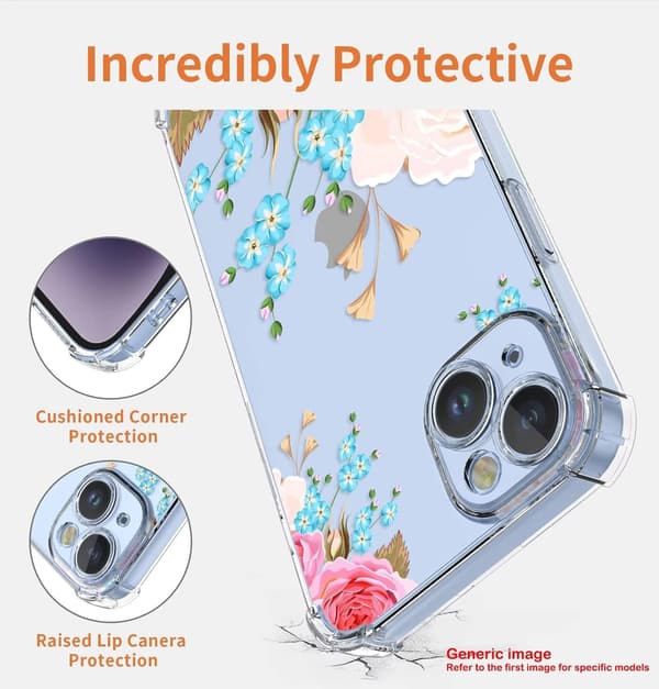 ETUI TIL XIAOMI 13 PRO TRANSPARENT FARVERIGE BLOMSTER LYSERØD BLÅ