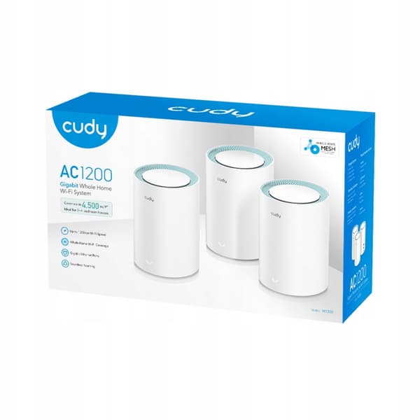 CUDY M1300 Mesh WiFi-system, 3-pack, 2,4 GHz/5 GHz, vit
