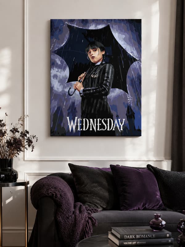 Målning med siffror med ram Wednesday Addams 40x50 cm