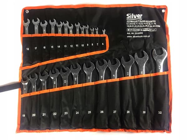 Kombinationsnøgler 25 dele 6-32 mm flad etui sæt