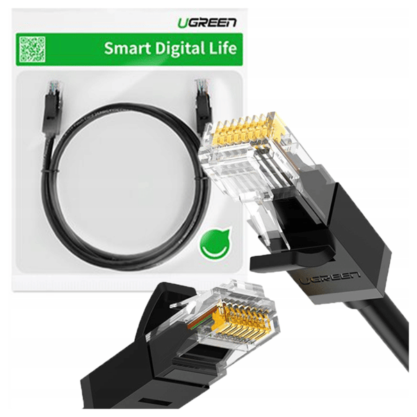 UGREEN NW102 Ethernet RJ45 netværkskabel, Cat.6, UTP, 2m (sort)