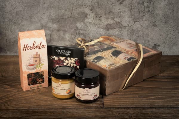 Gavekurv naturlige syltede varer chokolade andre