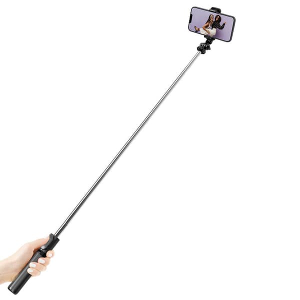 Crong SelfieGo Lite - Kompakt Bluetooth Selfie-stativ (Svart)