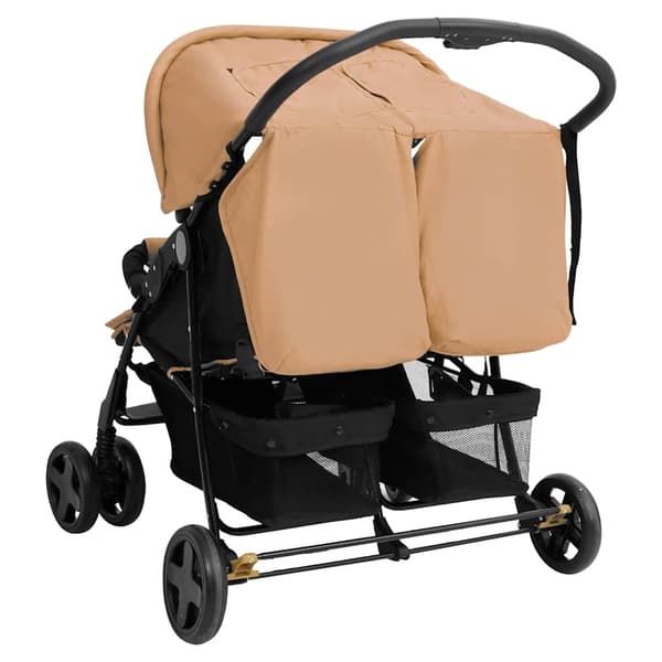 vidaXL dobbelt klapvogn, taupe, stål