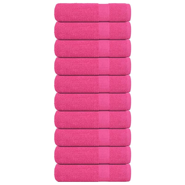 vidaXL badehåndklæder, 10 stk., lyserøde, 100x150 cm, 100% bomuld