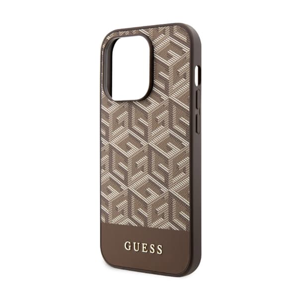 Guess GCube Stripes MagSafe - iPhone 14 Pro-skal (brunt)