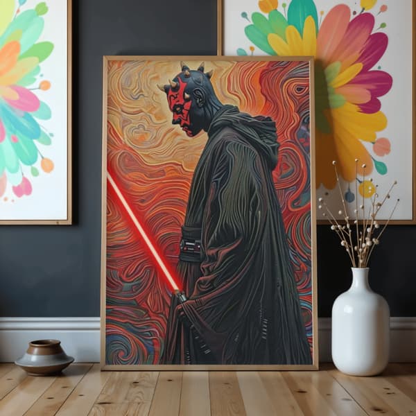 Mal efter nummer billede med ramme Star Wars Darth Maul 50x70cm