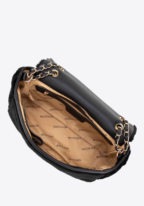 Wittchen dame crossbody-taske med pels, sort polyester