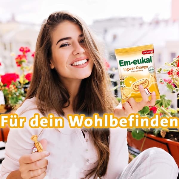 Em-eukal Ingwer-Orange Sokerittomat karkit 75 g