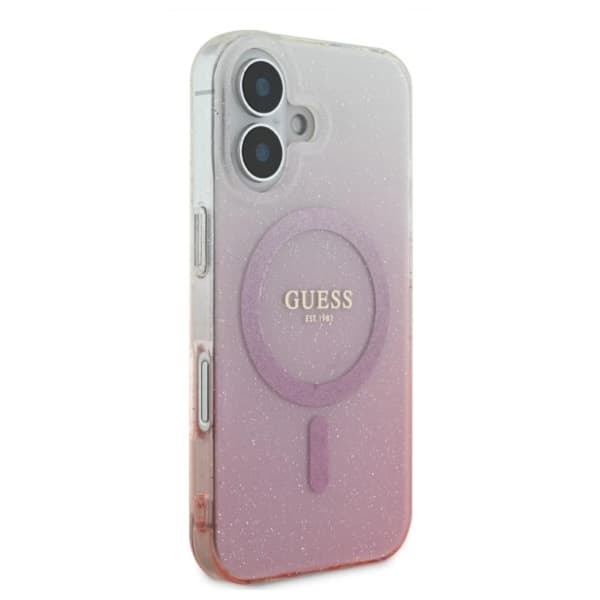Guess IML Glitter Gradient MagSafe - iPhone 16-skal (rosa)