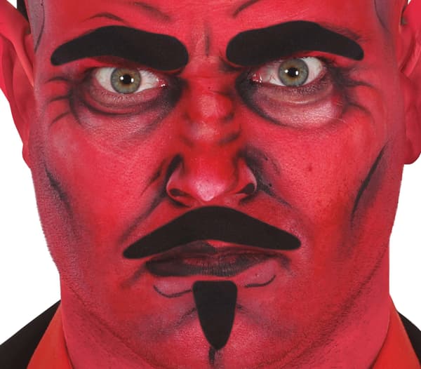 Djævel Satan Sæt Sort Overskæg Skæg Øjenbryn Ansigtshår