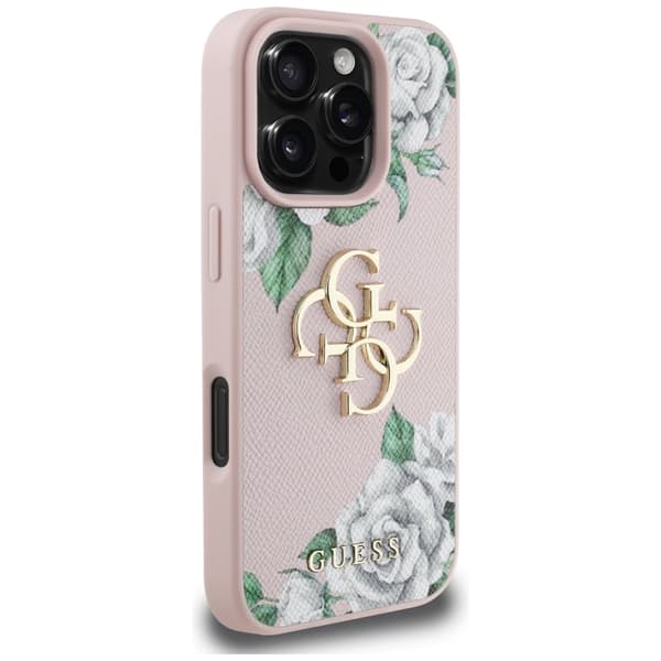 Guess Grained Roses Big 4G logo cover til iPhone 16 Pro Max pink