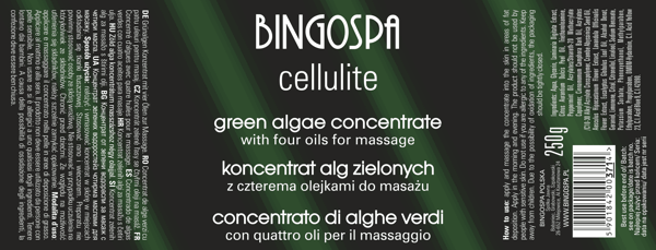 Grönalgkoncentrat med fyra BINGOSPA cellulitmassageoljor