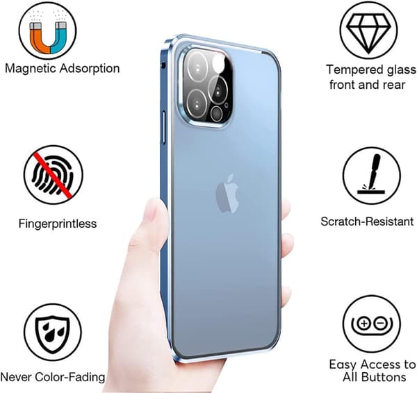 BLÅTT SKAL TILL IPHONE 13 PRO MAX BAKSIDAN FRAMSIDA 360