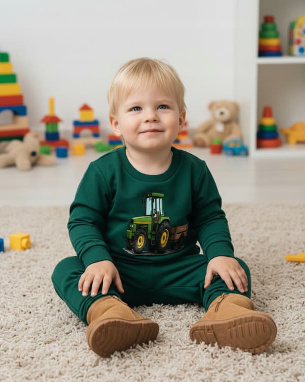 BARNPYJAMAS 98 för POJKAR 100 % bomull TRAKTOR tryck flaska