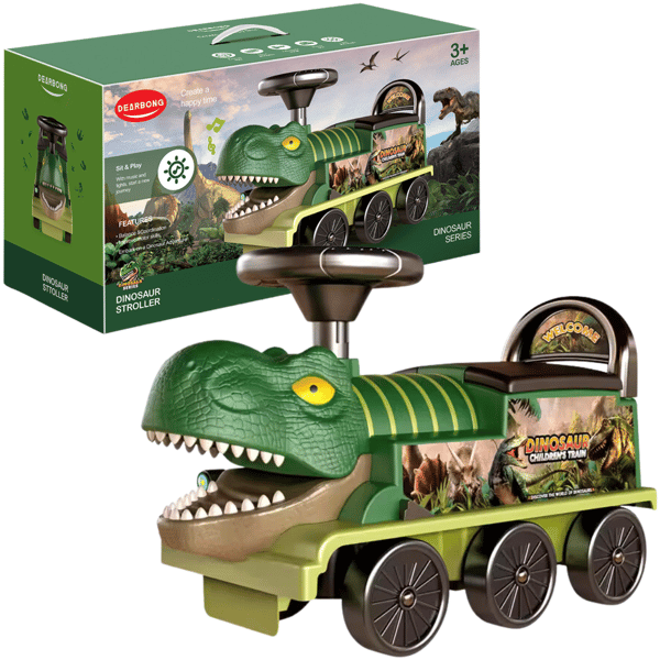 Vihreä dinosaurusveturi, kävelevä ääni- ja valotehosteet