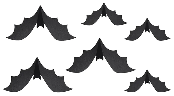 Halloweenpappersdekoration FLADDERMÖS 6 st.