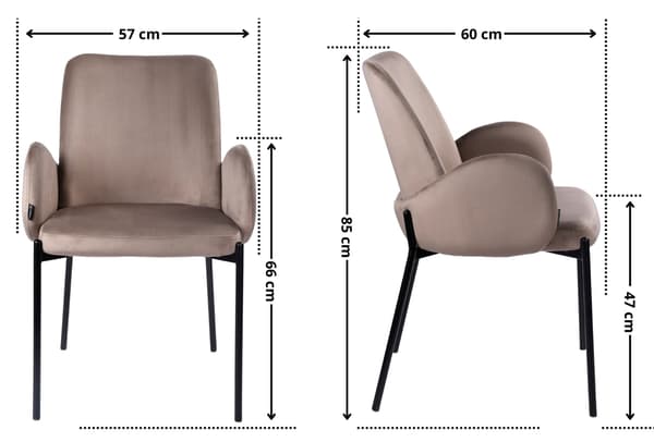 GUSTO sammetsklädd fåtölj, brun