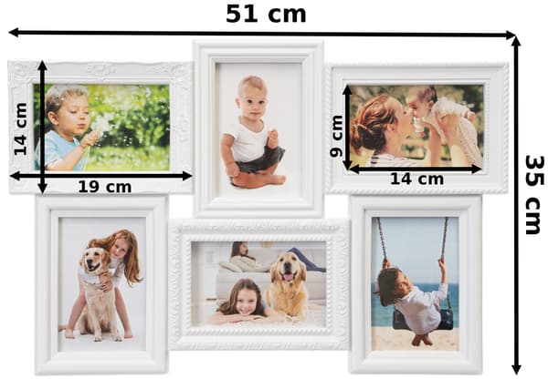 BAFRA fotoram för 6 foton, vit