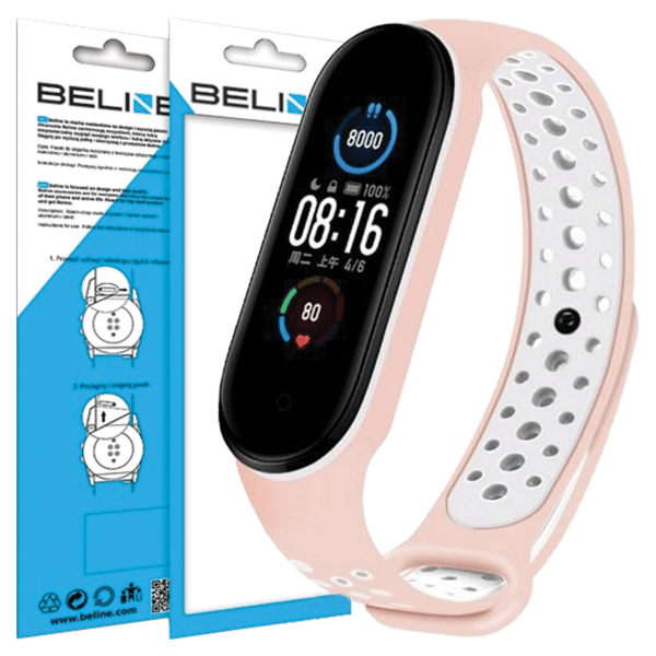 Beline Design Mi Band 7/6/5 rem pink-hvid