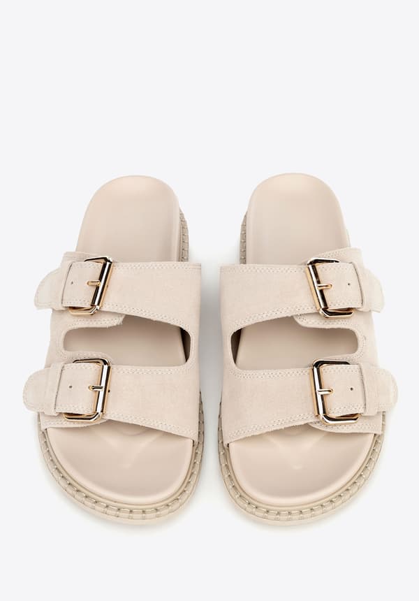 Wittchen dam beige mockaläder tåsandal