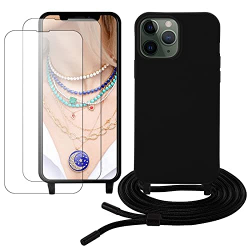 ETUI TIL APPLE IPHONE 13 PRO 6.10" SILIKONE SORT + 2x HÆRDET GLAS